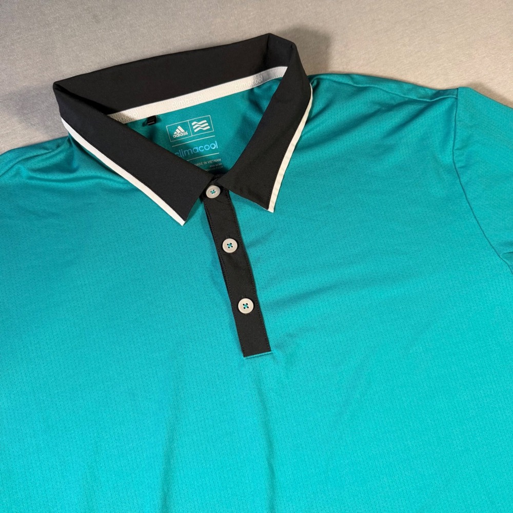 Adidas Golf Mens XL Climacool Polo Shirt Teal Green Southpointe Logo Performance